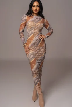 JLUXLABEL Grey Multi Solana Mesh Maxi Dress