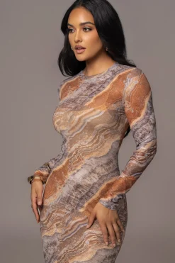 JLUXLABEL Grey Multi Solana Mesh Maxi Dress