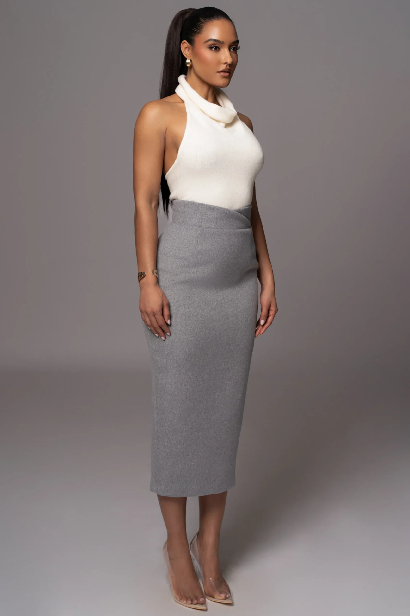 JLUXLABEL Grey Nostalgia High Waist Skirt