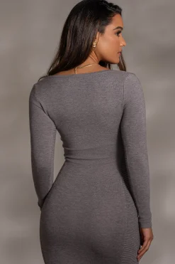 JLUXLABEL Grey Pollie Midi Dress
