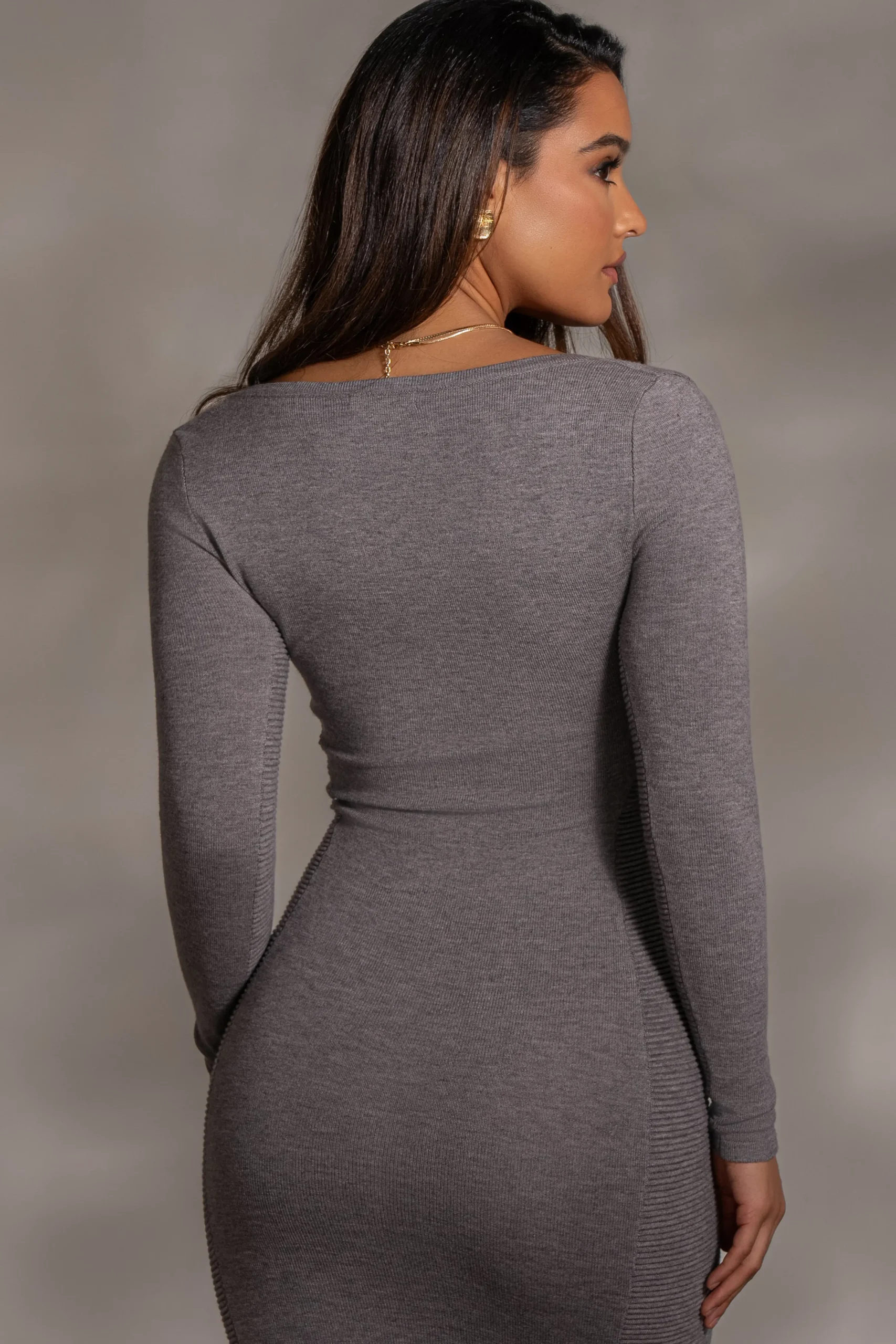 JLUXLABEL Grey Pollie Midi Dress