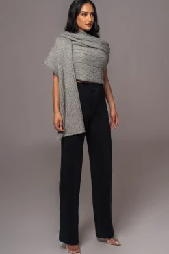 JLUXLABEL Grey Soft Life Cable Knit Sweater Top