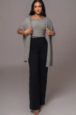 JLUXLABEL Grey Soft Life Cable Knit Sweater Top
