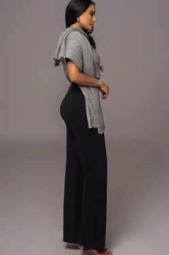 JLUXLABEL Grey Soft Life Cable Knit Sweater Top