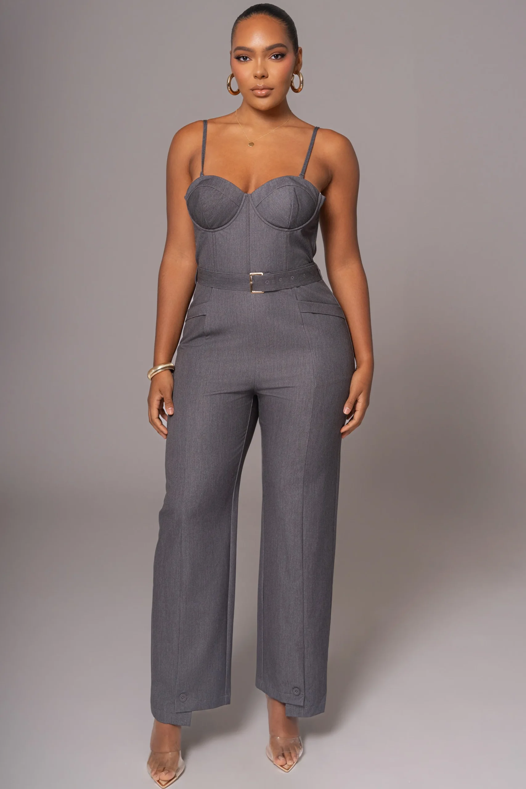 JLUXLABEL Grey Sweetheart Aroma Jumpsuit