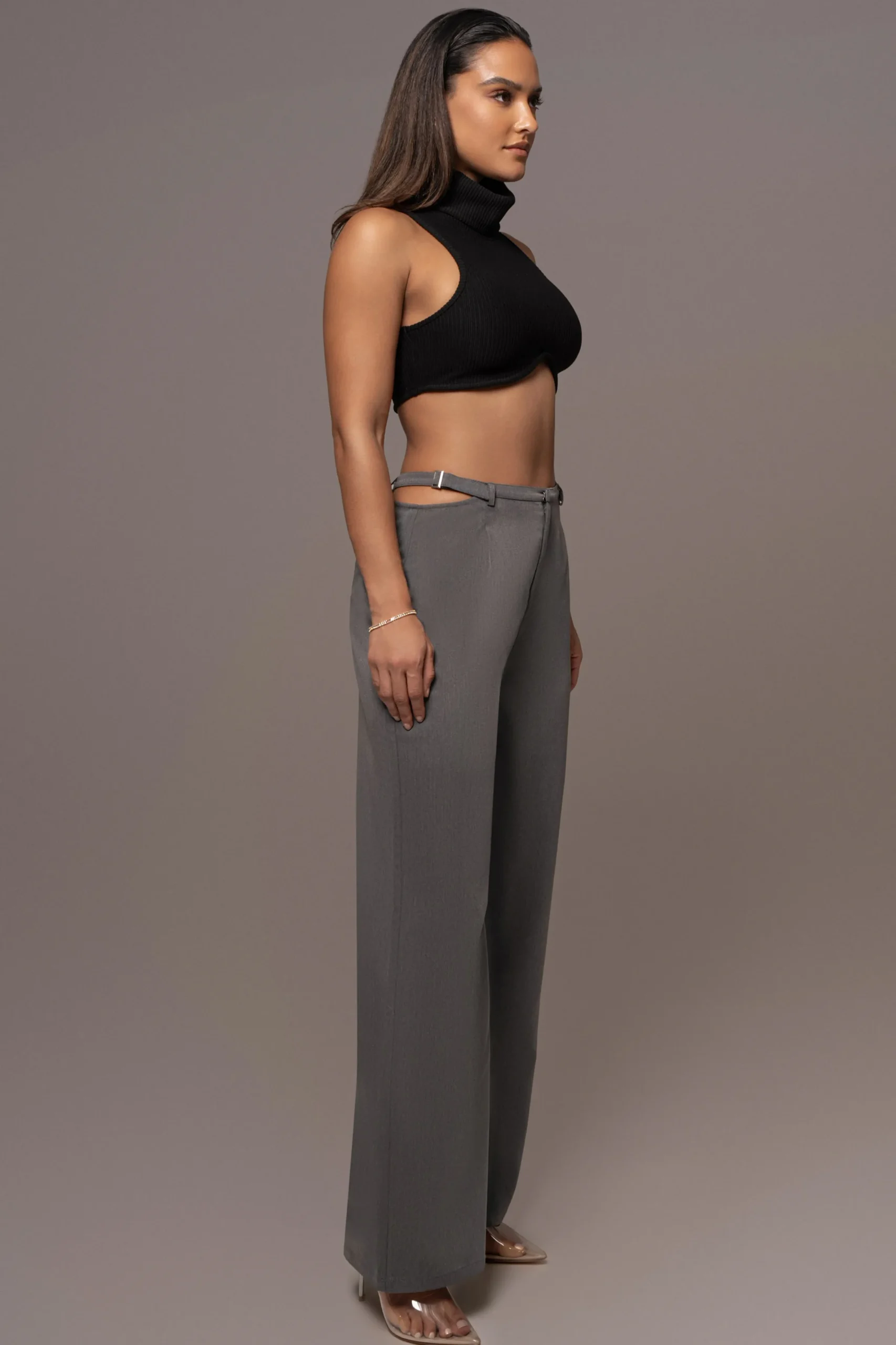 JLUXLABEL Grey Symone Cutout Pants