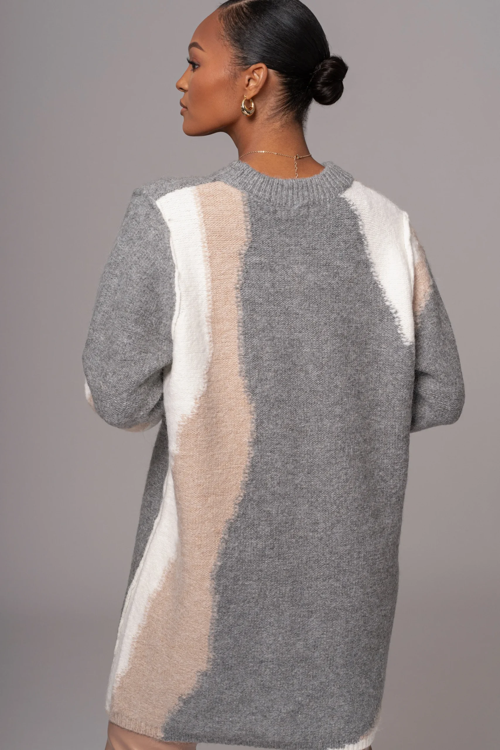 JLUXLABEL Grey Tash Sweater Knit Dress
