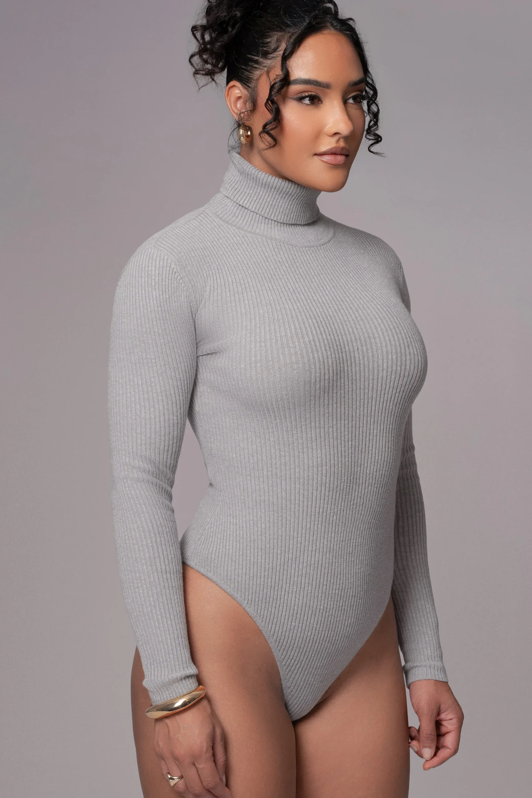 JLUXLABEL Heather Grey Arlett Turtleneck Bodysuit