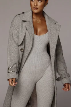 JLUXLABEL Heather Grey Beverly Trench Coat