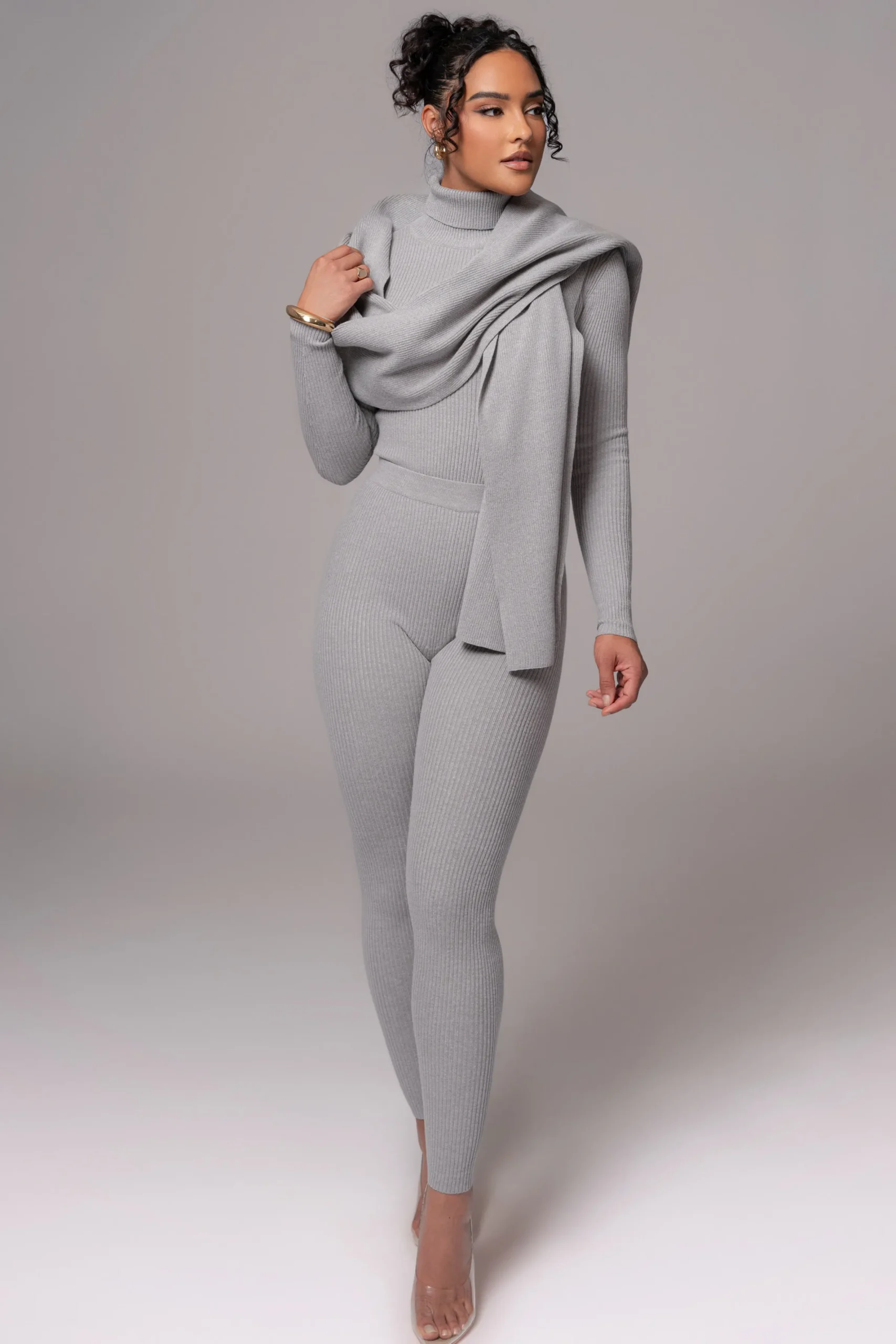 JLUXLABEL Heather Grey Cardinal Essential Knit Scarf