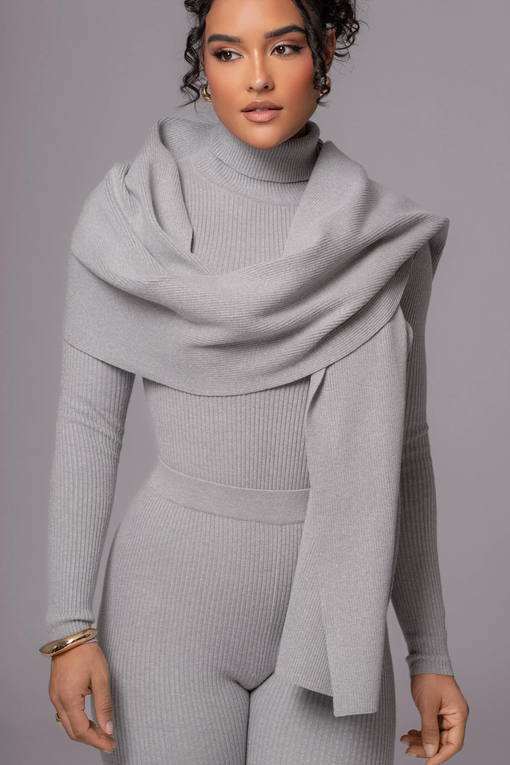 JLUXLABEL Heather Grey Cardinal Essential Knit Scarf