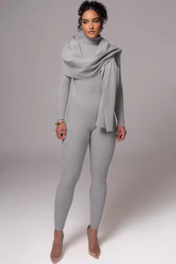 JLUXLABEL Heather Grey Cardinal Essential Knit Scarf