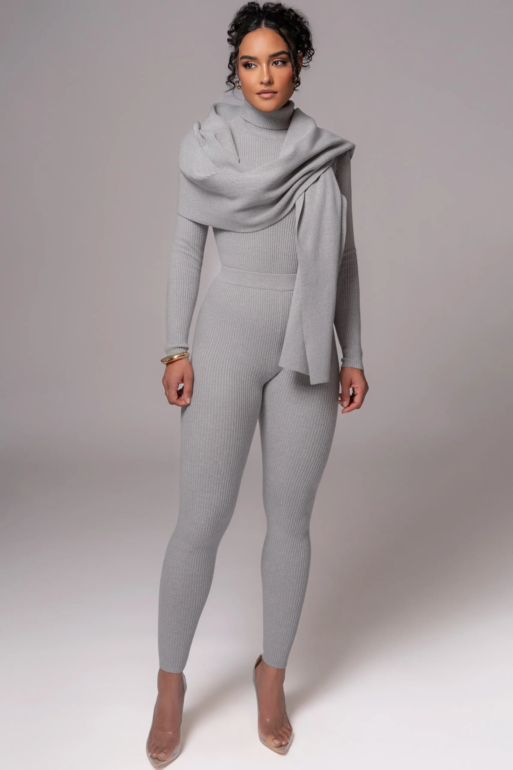 JLUXLABEL Heather Grey Cardinal Essential Knit Scarf