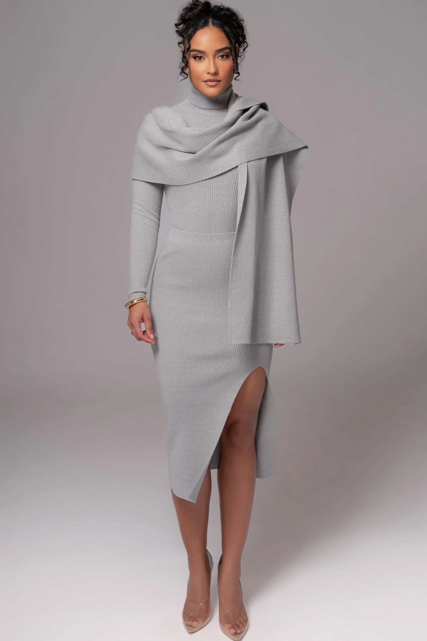 JLUXLABEL Heather Grey Cardinal Essential Knit Scarf