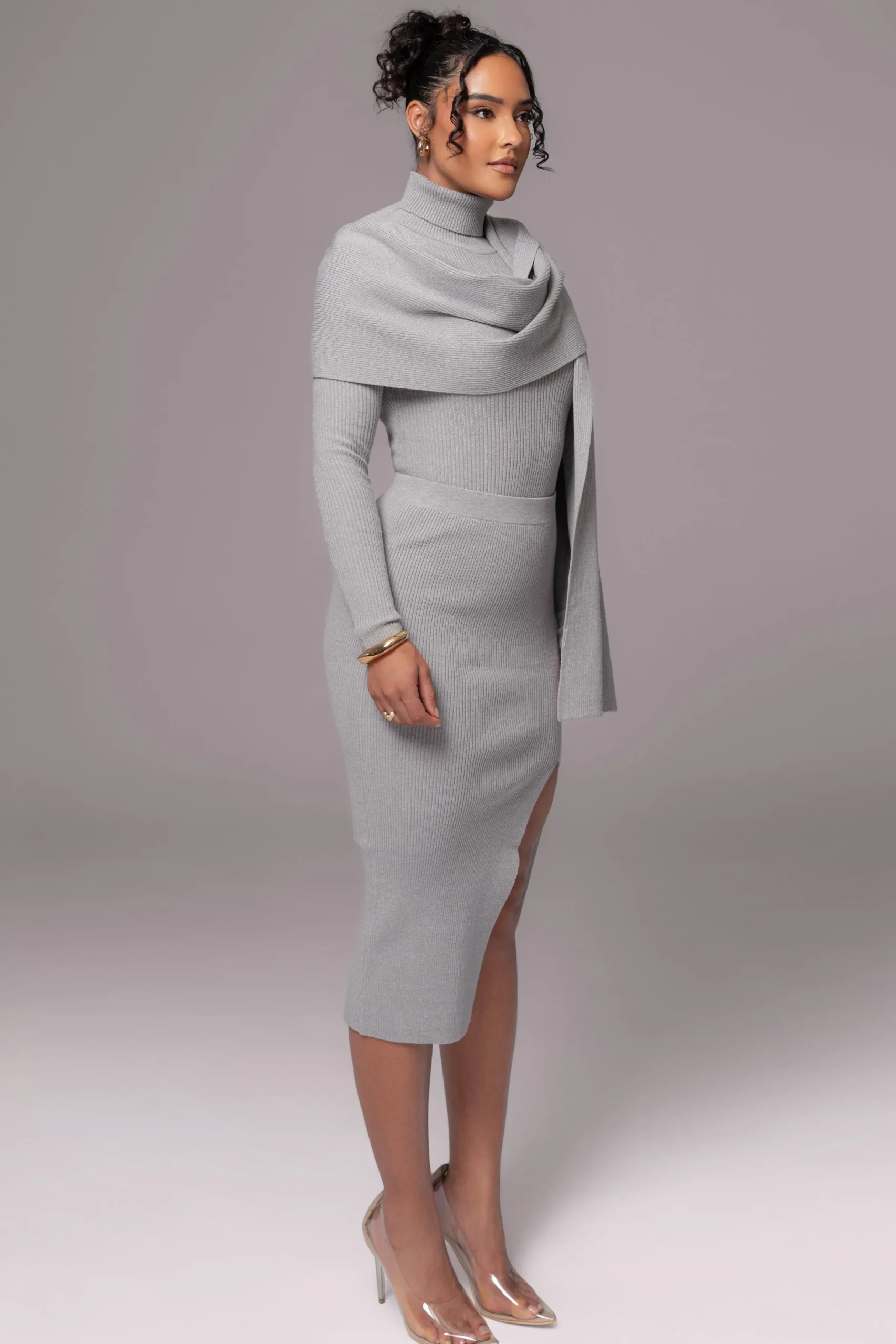 JLUXLABEL Heather Grey Cardinal Essential Knit Scarf