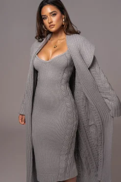 JLUXLABEL Heather Grey Daria Sweater Knit Dress