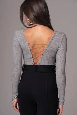 JLUXLABEL Heather Grey Pegasus Chain Bodysuit