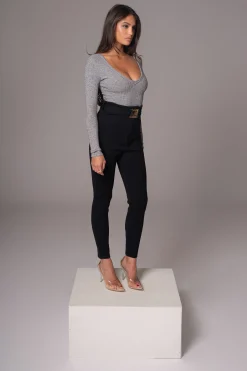 JLUXLABEL Heather Grey Pegasus Chain Bodysuit