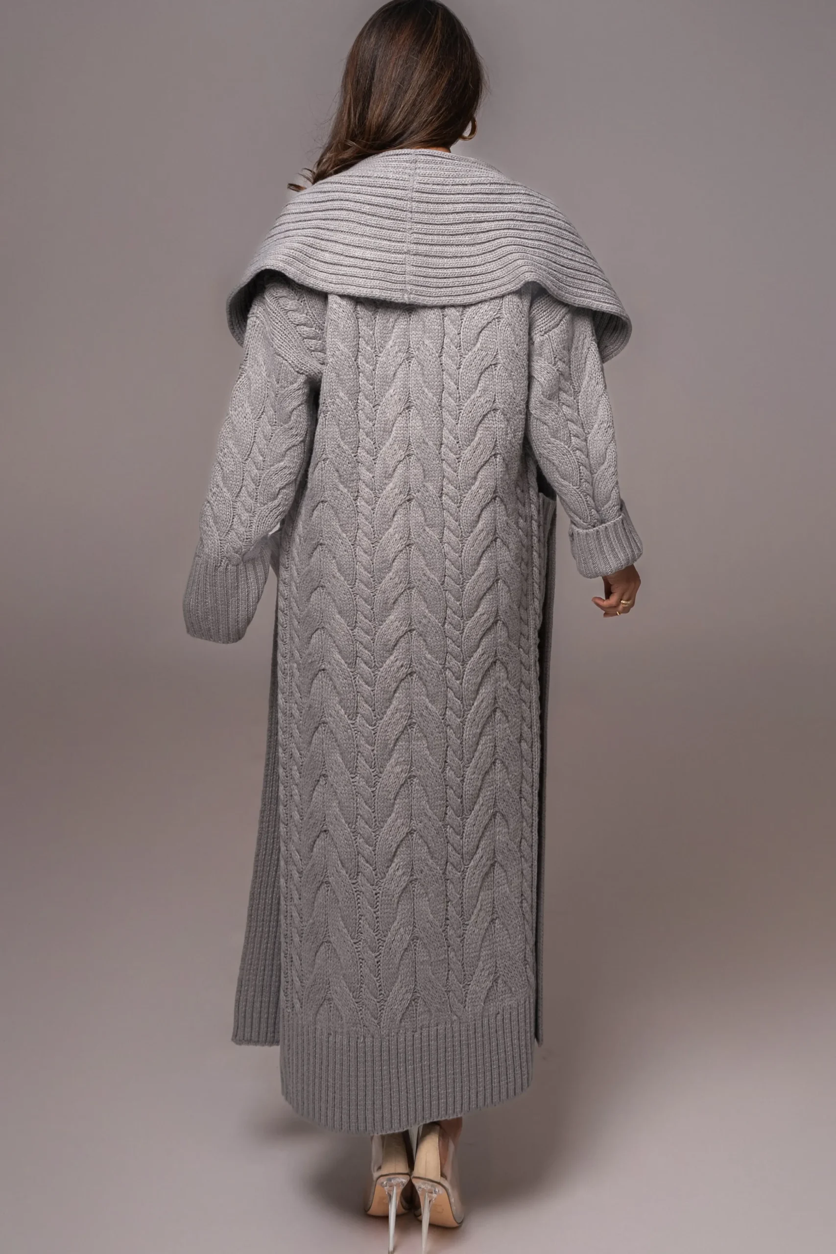 JLUXLABEL Heather Grey Upstate Cable Knit Cardigan
