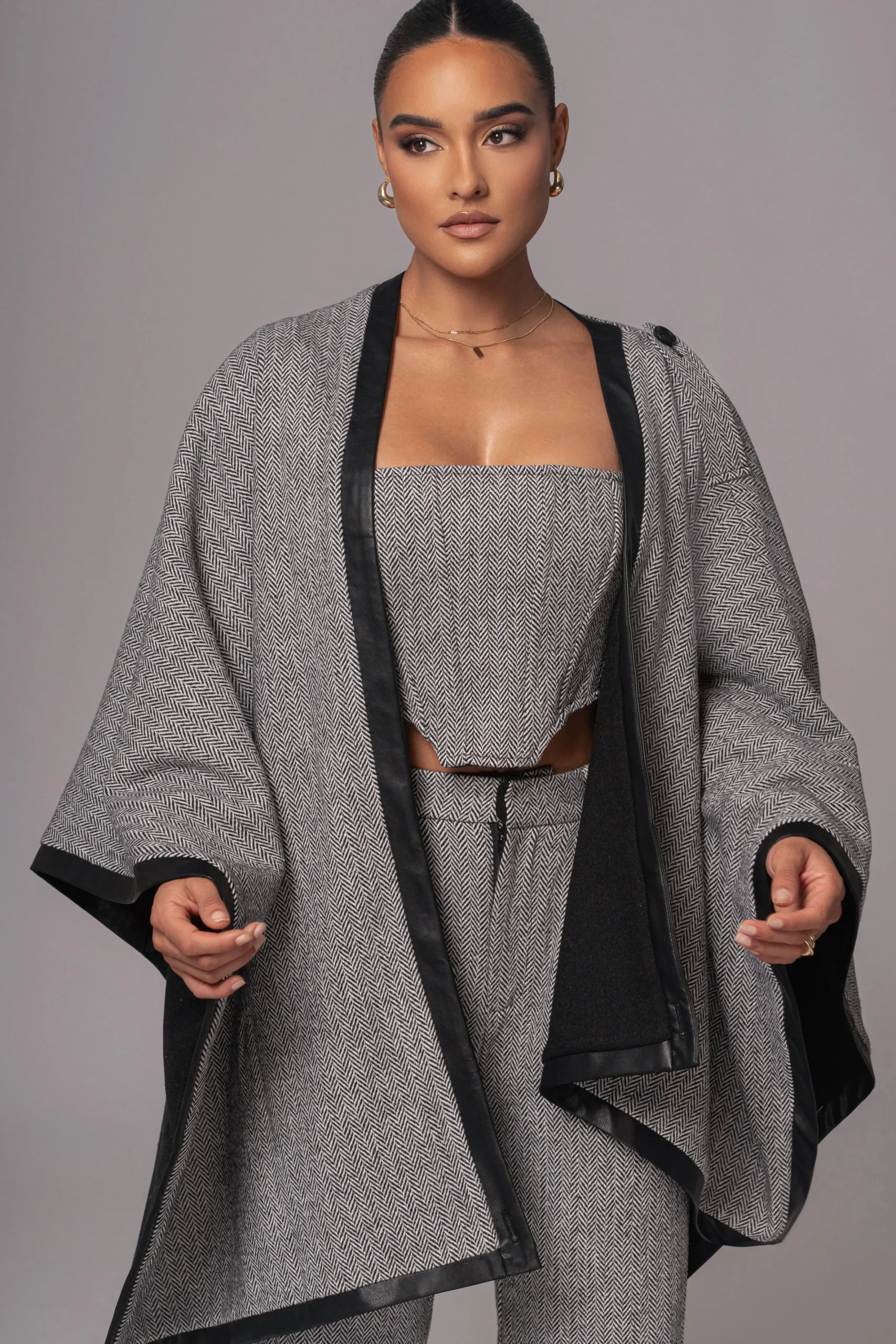 JLUXLABEL Herringbone Reversible Shawl
