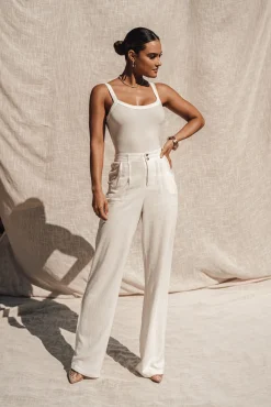 JLUXLABEL Ivory Akito Ribbed Bodysuit