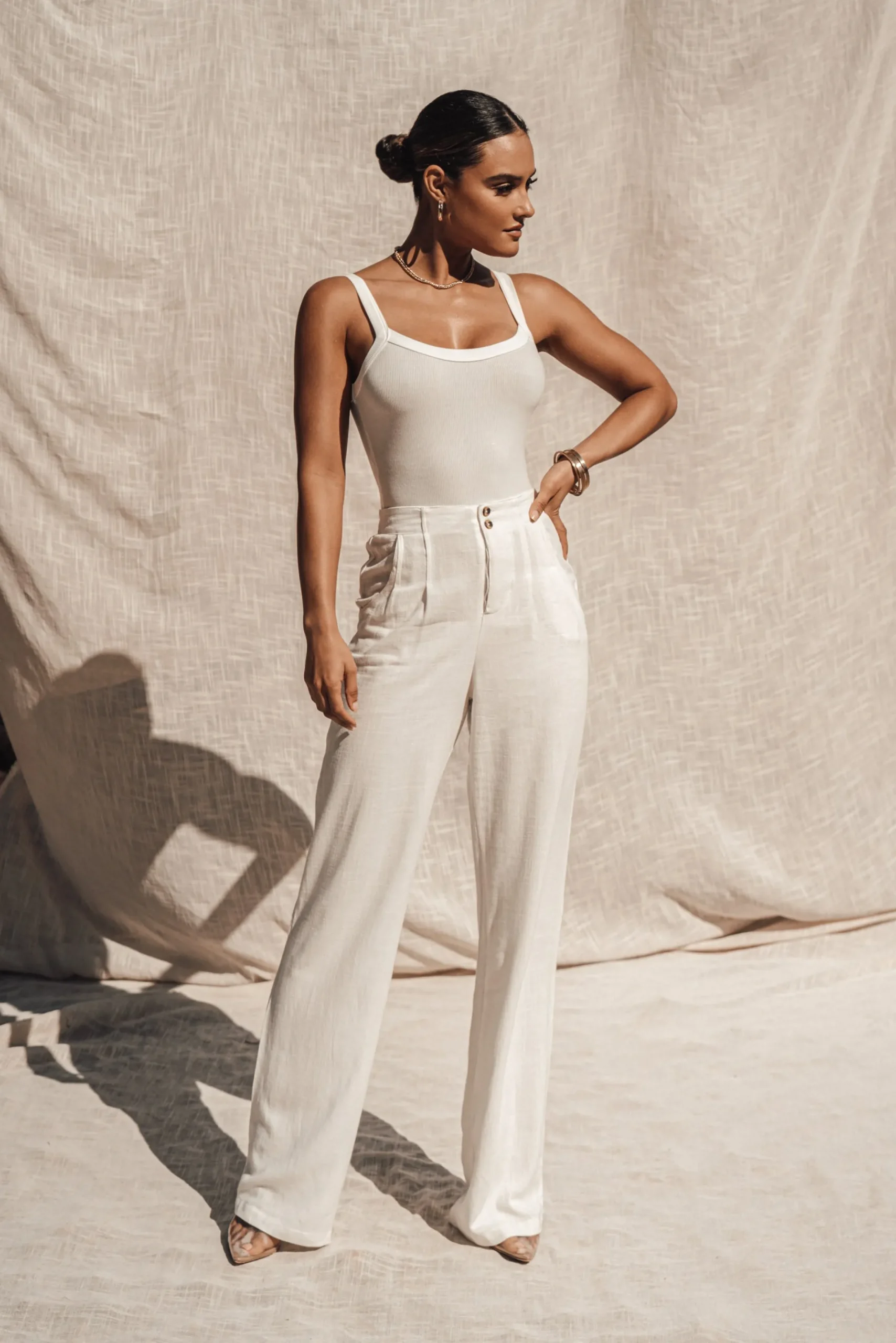 JLUXLABEL Ivory Akito Ribbed Bodysuit