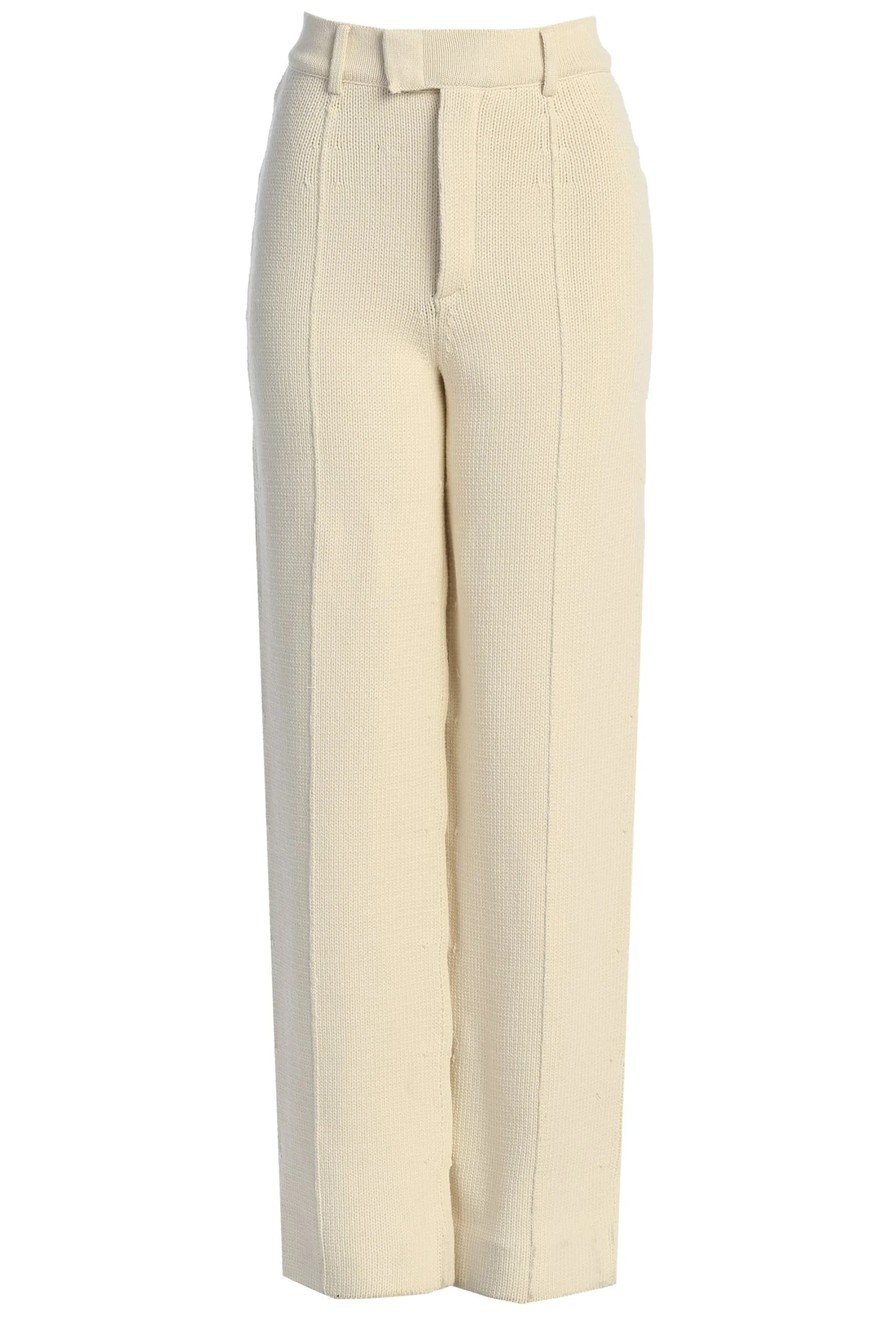 JLUXLABEL Ivory Back In Business Knit Trousers