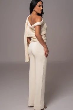 JLUXLABEL Ivory Back In Business Knit Trousers