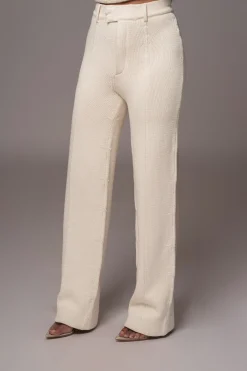 JLUXLABEL Ivory Back In Business Knit Trousers