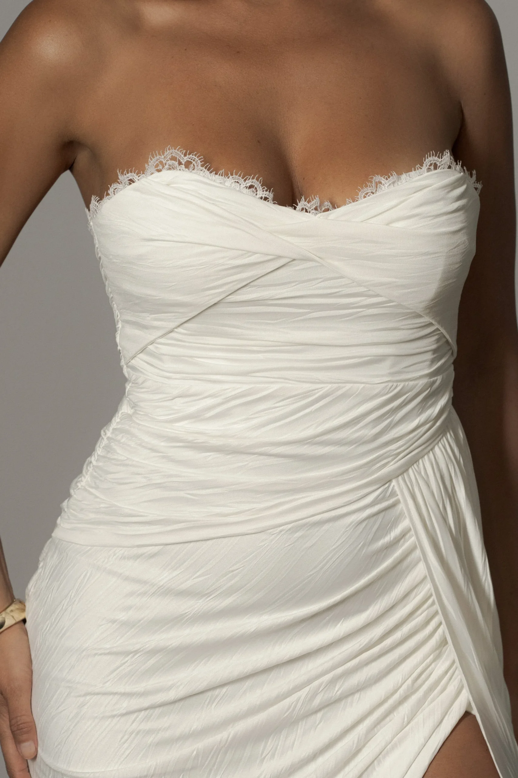 JLUXLABEL Ivory Celestial Drape Maxi Dress