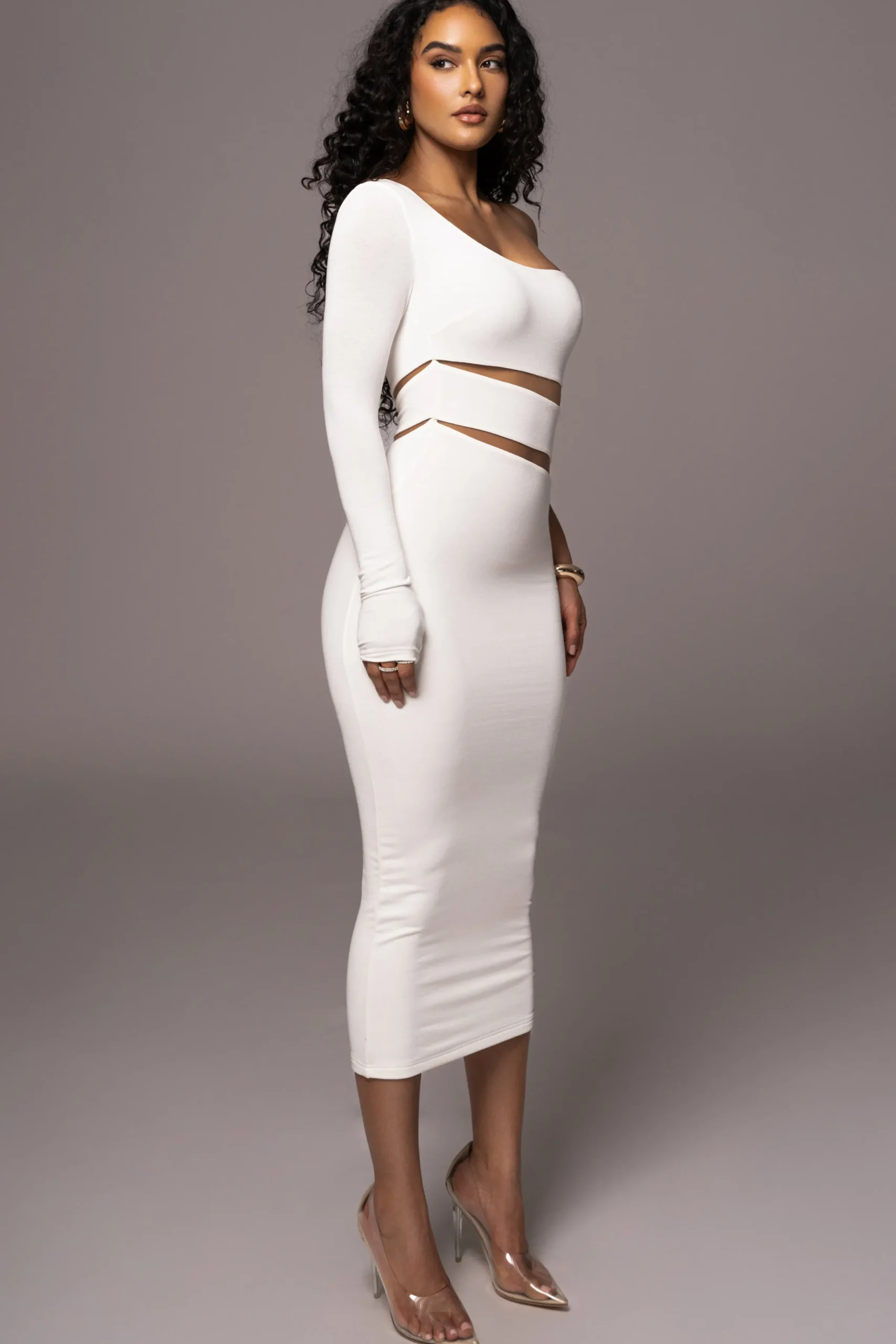 JLUXLABEL Ivory Chase The Night One Shoulder Dress