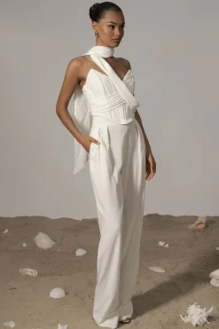 JLUXLABEL Ivory Coastal Bliss Linen Bustier
