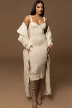 JLUXLABEL Ivory Daria Sweater Knit Dress