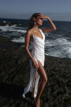 JLUXLABEL Ivory Dreaming Of Summer Linen Dress