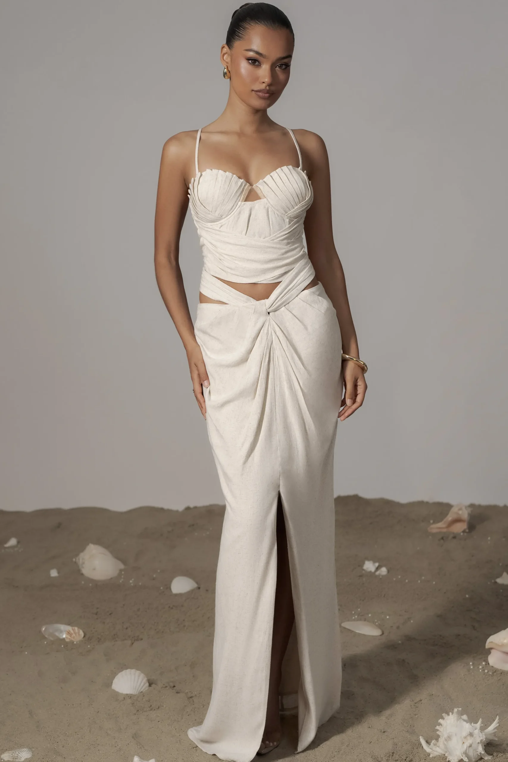 JLUXLABEL Ivory Dreamland Linen Skirt