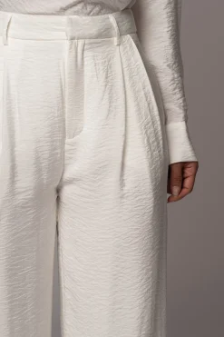 JLUXLABEL Ivory Drew Crinkled Trousers