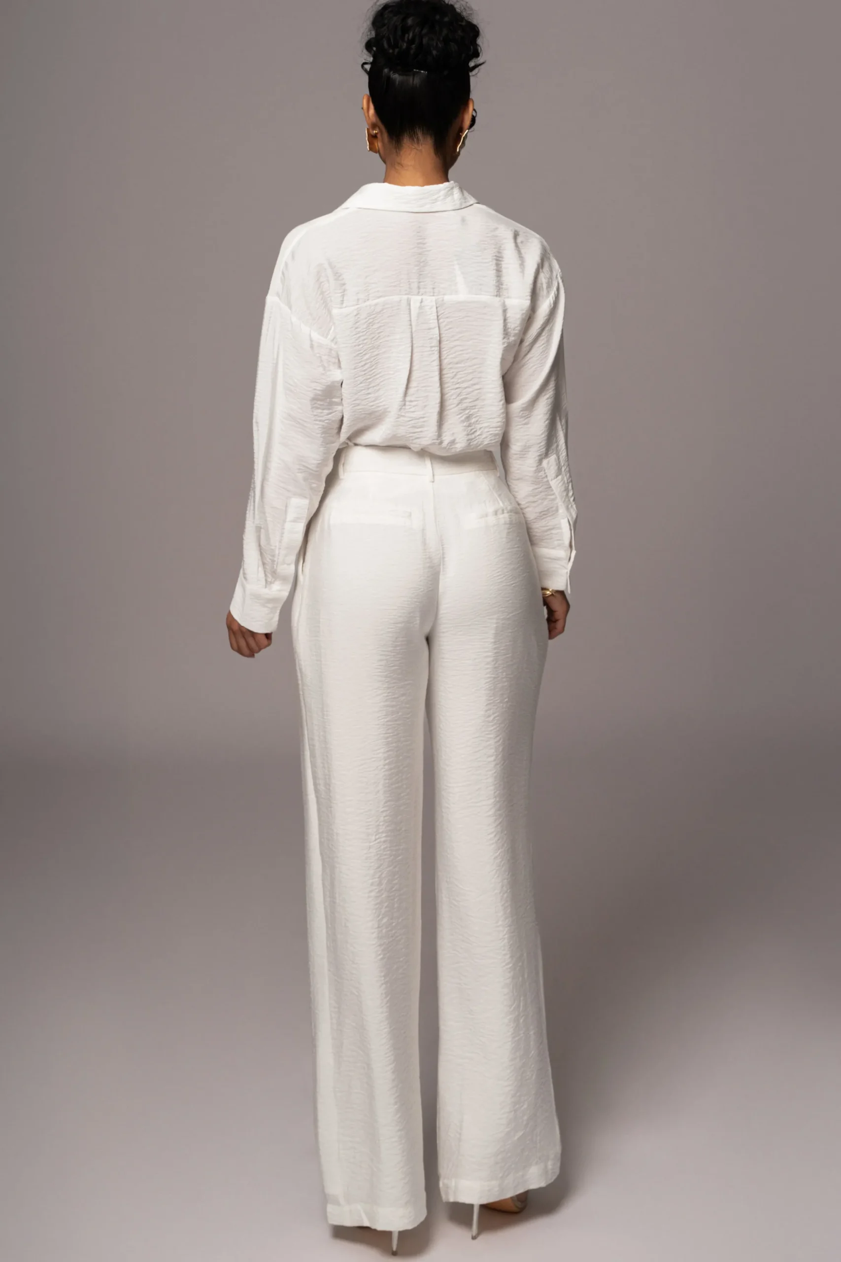 JLUXLABEL Ivory Drew Crinkled Trousers