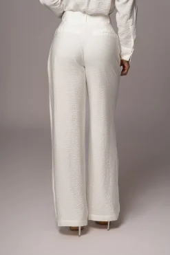 JLUXLABEL Ivory Drew Crinkled Trousers