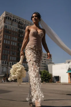JLUXLABEL Ivory Everlasting Embroidered Gown