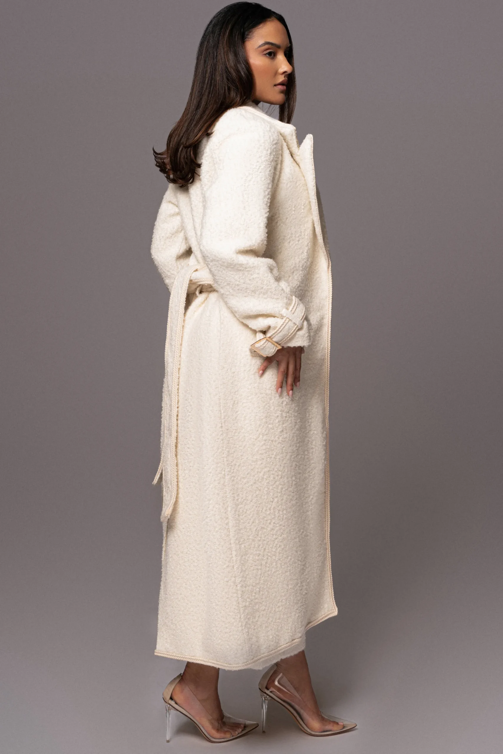 JLUXLABEL Ivory Fit For Success Boucle Coat