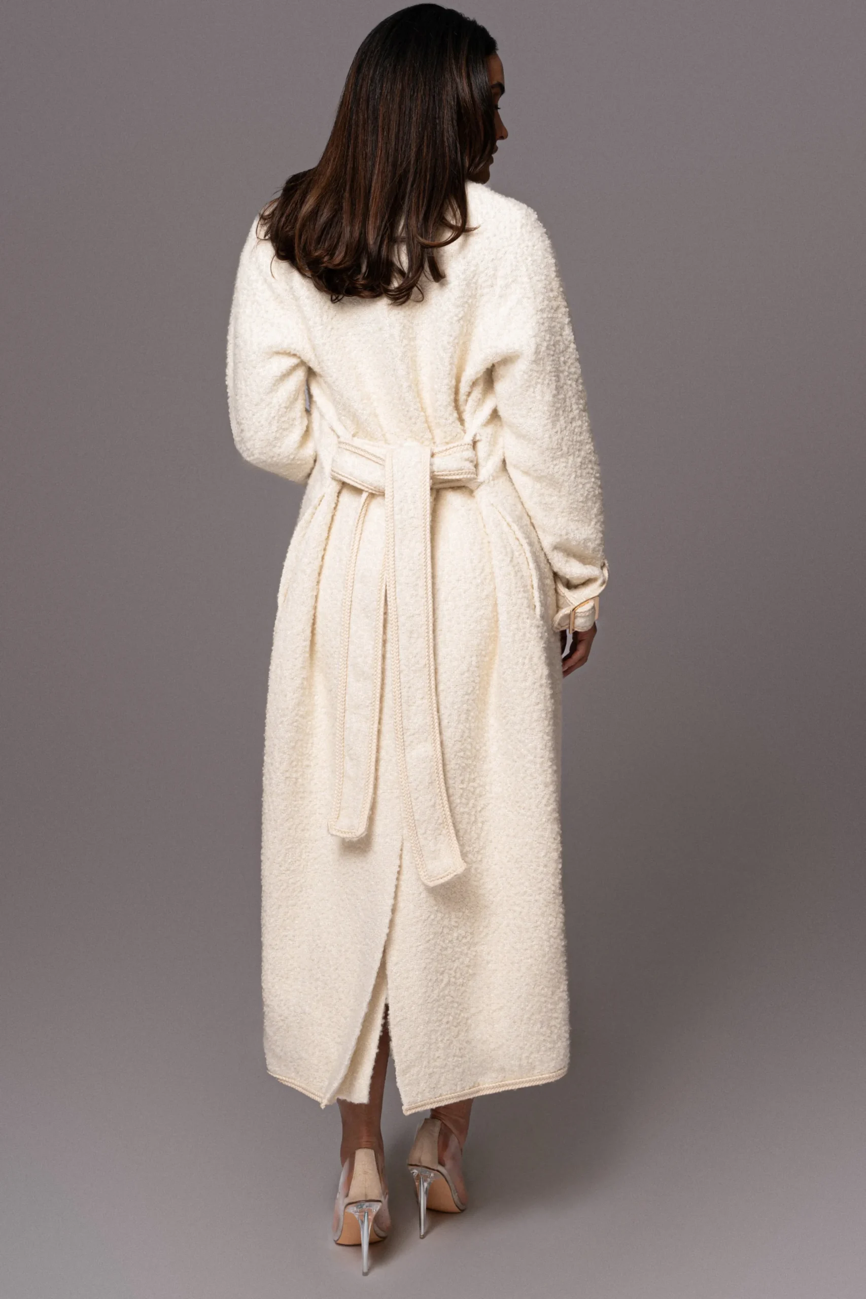 JLUXLABEL Ivory Fit For Success Boucle Coat