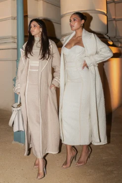JLUXLABEL Ivory Fit For Success Boucle Coat