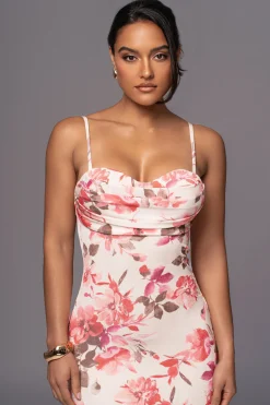 JLUXLABEL Ivory Floral Slinky Visions Of You Maxi Dress