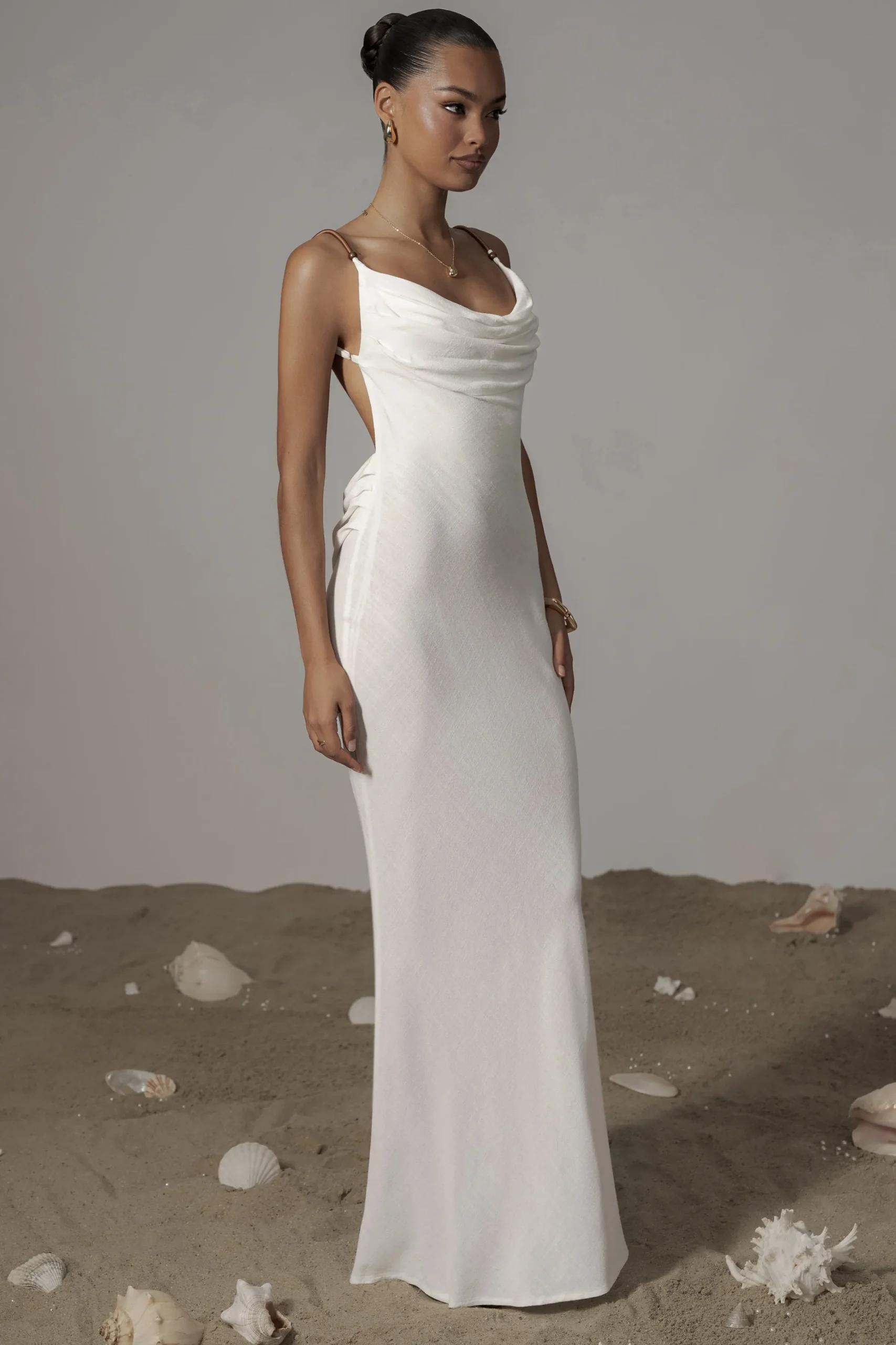 JLUXLABEL Ivory Getaway Linen Maxi Dress