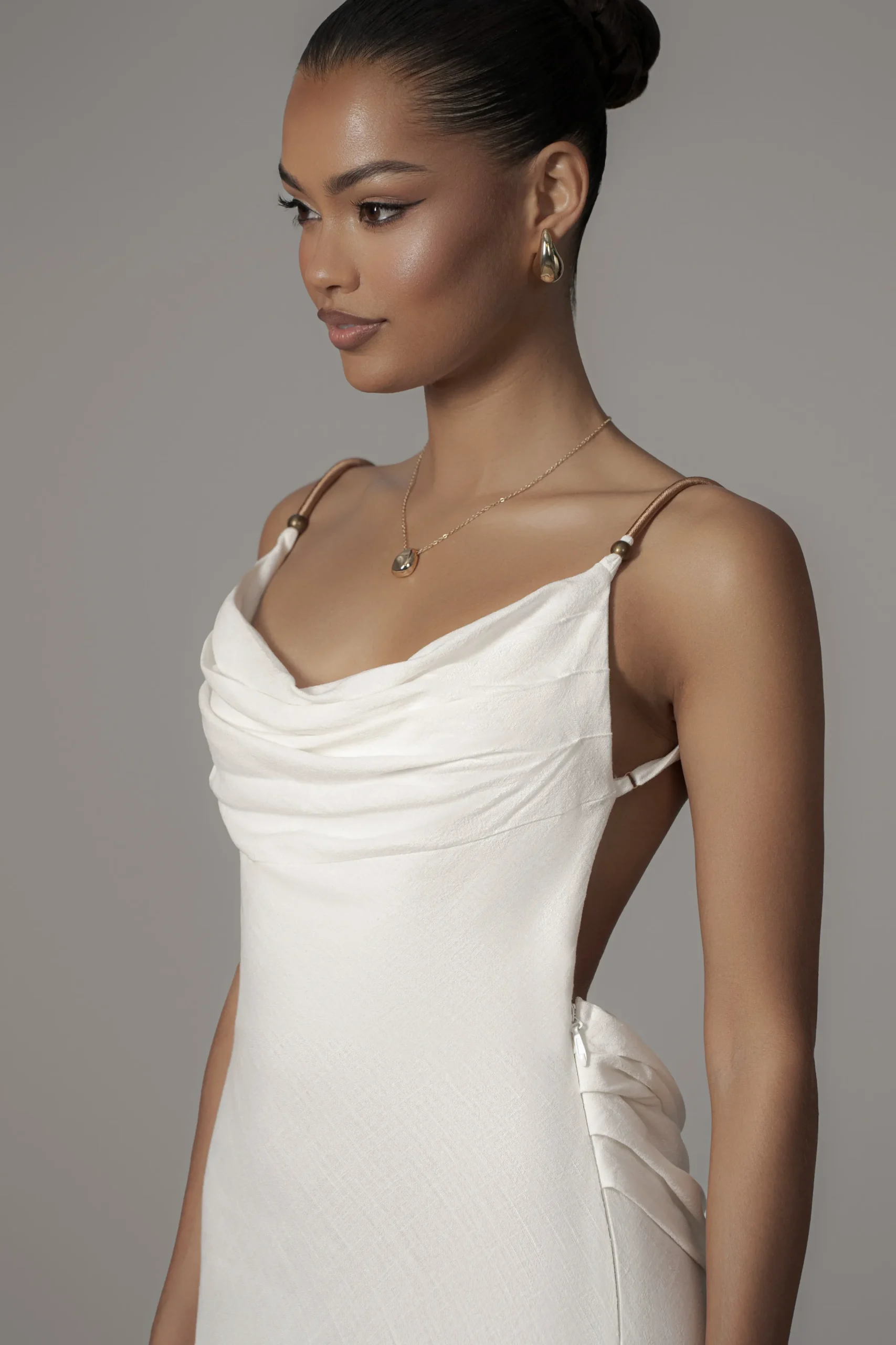 JLUXLABEL Ivory Getaway Linen Maxi Dress