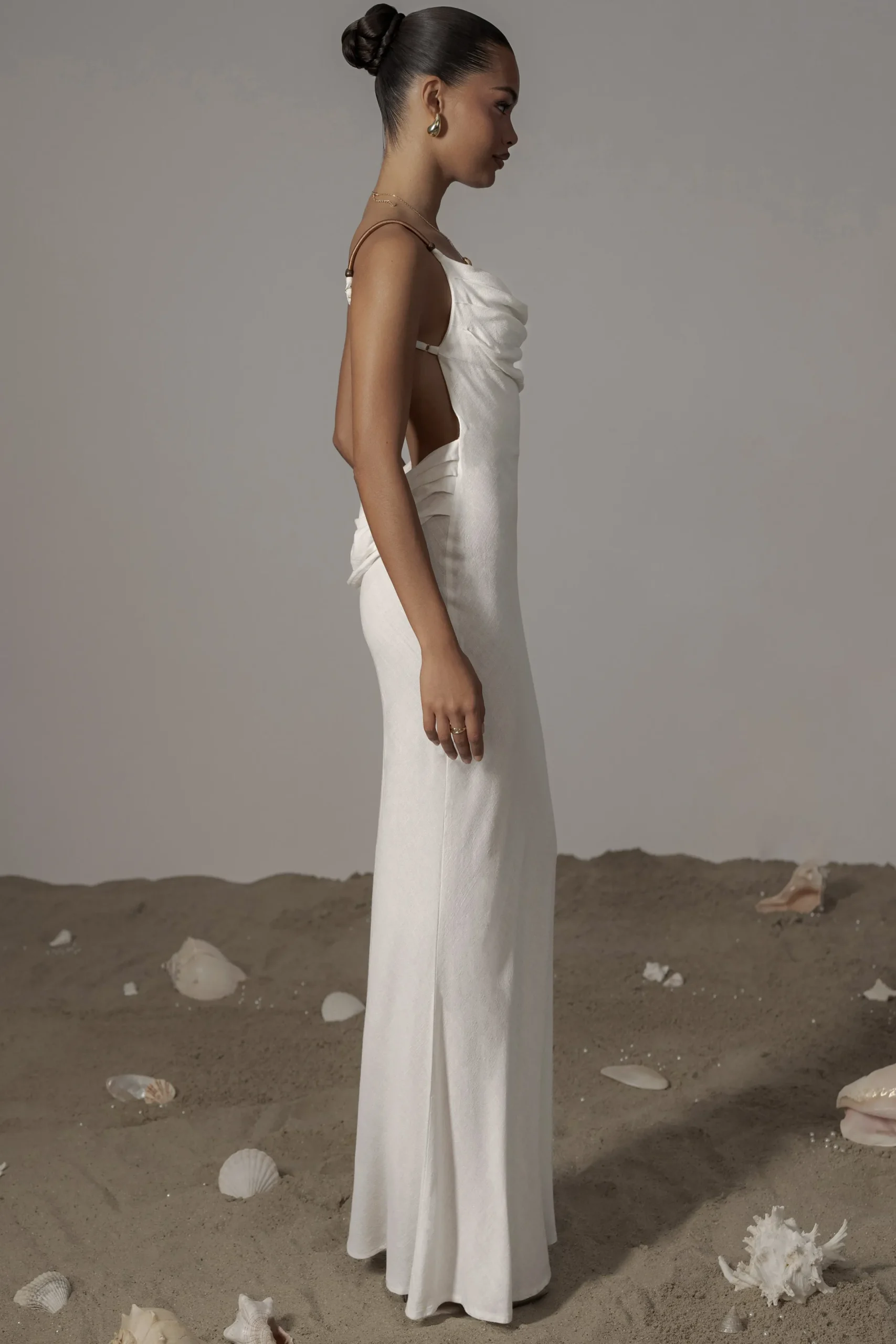 JLUXLABEL Ivory Getaway Linen Maxi Dress