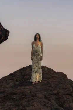JLUXLABEL Ivory Great Escape Crochet Maxi Dress