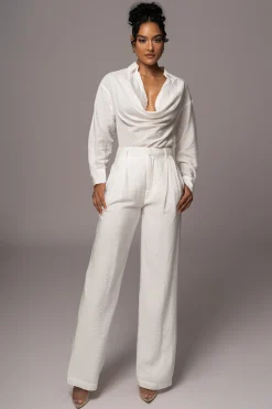 JLUXLABEL Ivory Greta Collared Top