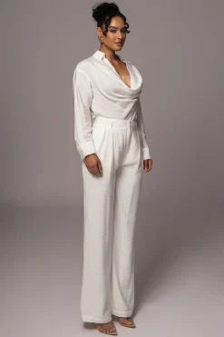 JLUXLABEL Ivory Greta Collared Top