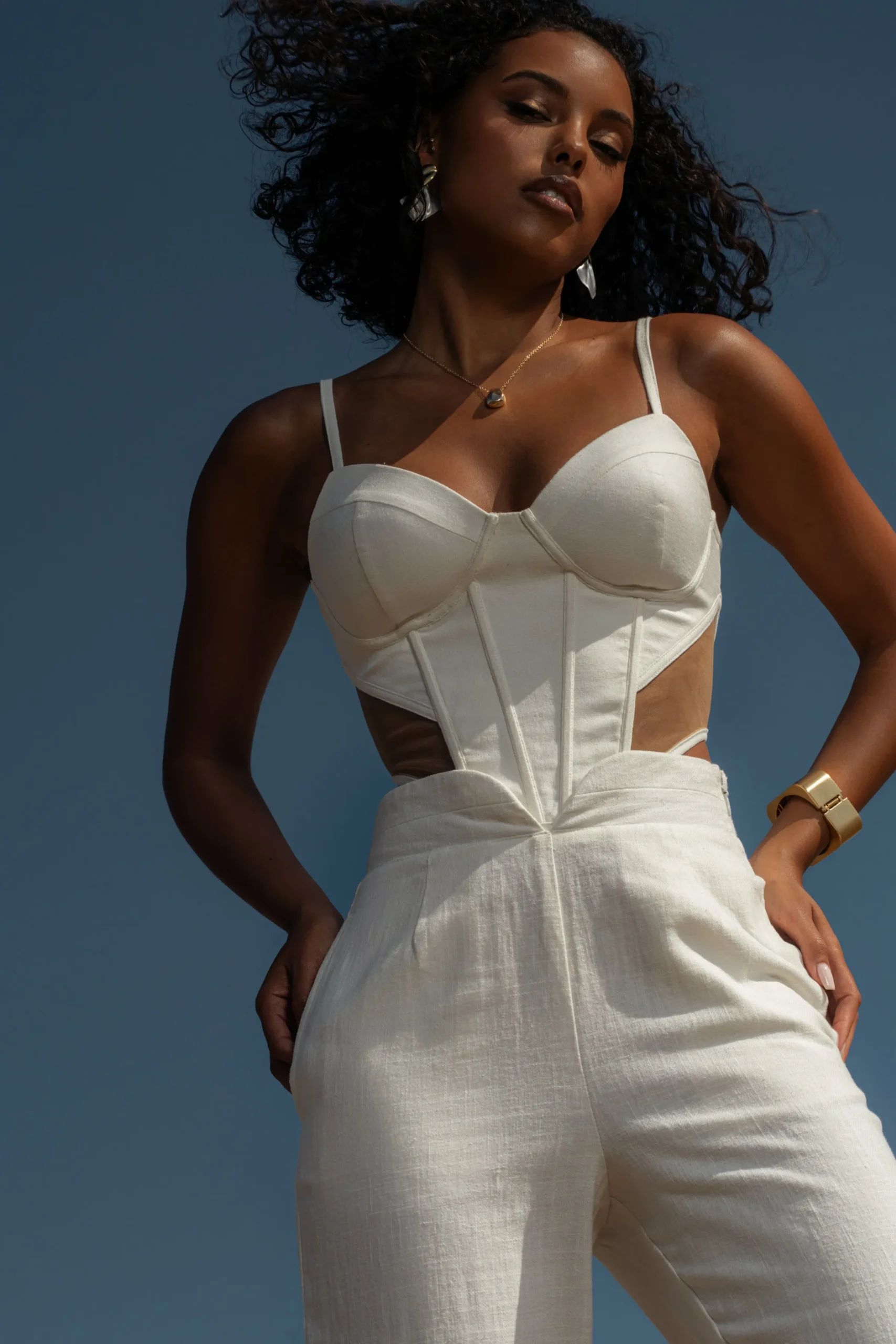 JLUXLABEL Ivory Horizon Linen Corset